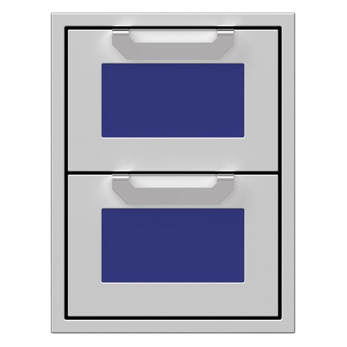 Hestan 16" Double Storage Drawer Recessed Marquise Accented Panels - Bora Bora Blue
