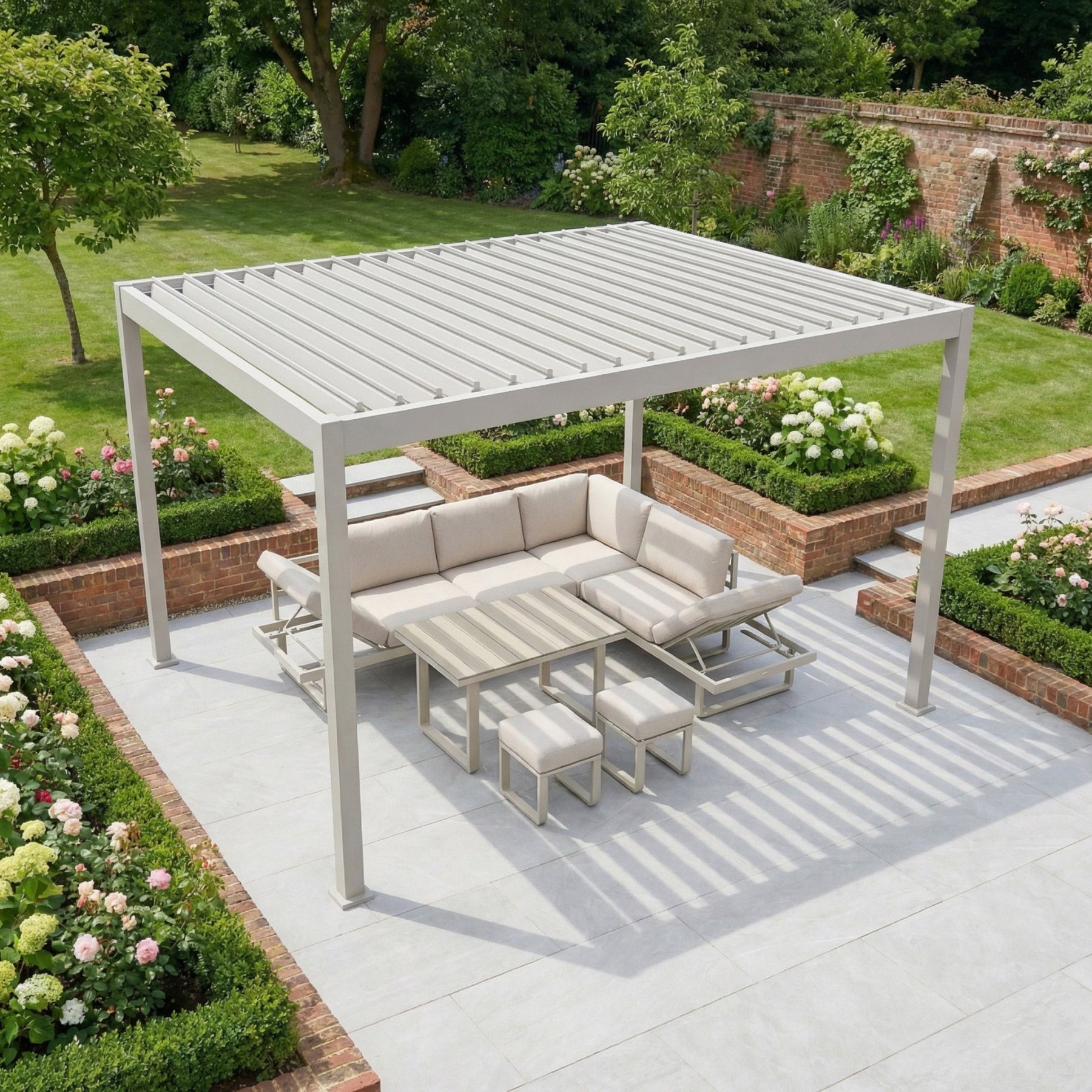 PergoSTET Lite 3m x 4m Metal Rectangular Pergola in Latte product detail