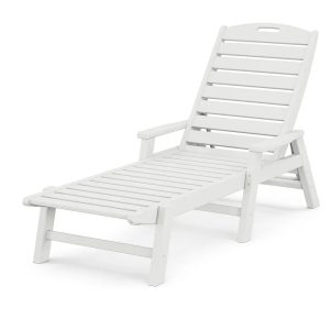 POLYWOOD Nautical Chaise with Arms in White
