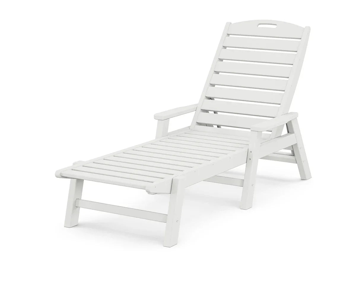 POLYWOOD Nautical Chaise with Arms in White