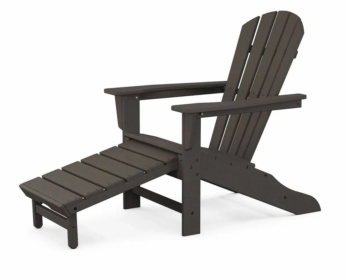 Polywood, Palm Coast, Ultimate Adirondack with Hideaway Ottoman, Vintage Coffee Finish
