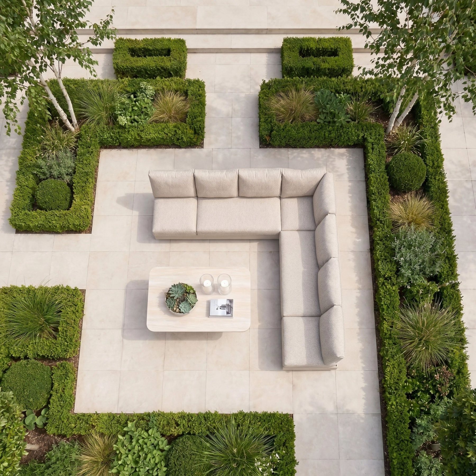 Savona Luxury Outdoor Large Corner Sofa Set with Altura Rising Table in Oatmeal product detail