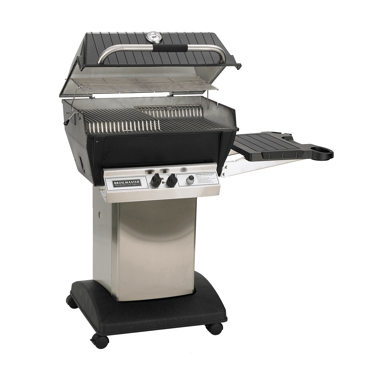 Broilmaster Package 1, Stainless Cart/Base, one Side Shelf with Stainless Bracket, Natural