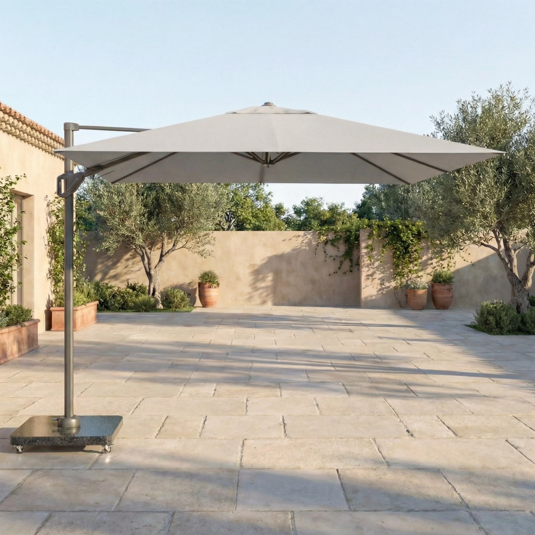 Voyager T1 3m x 2m Rectangular Cantilever Parasol in Grey with 90kg Granite Base