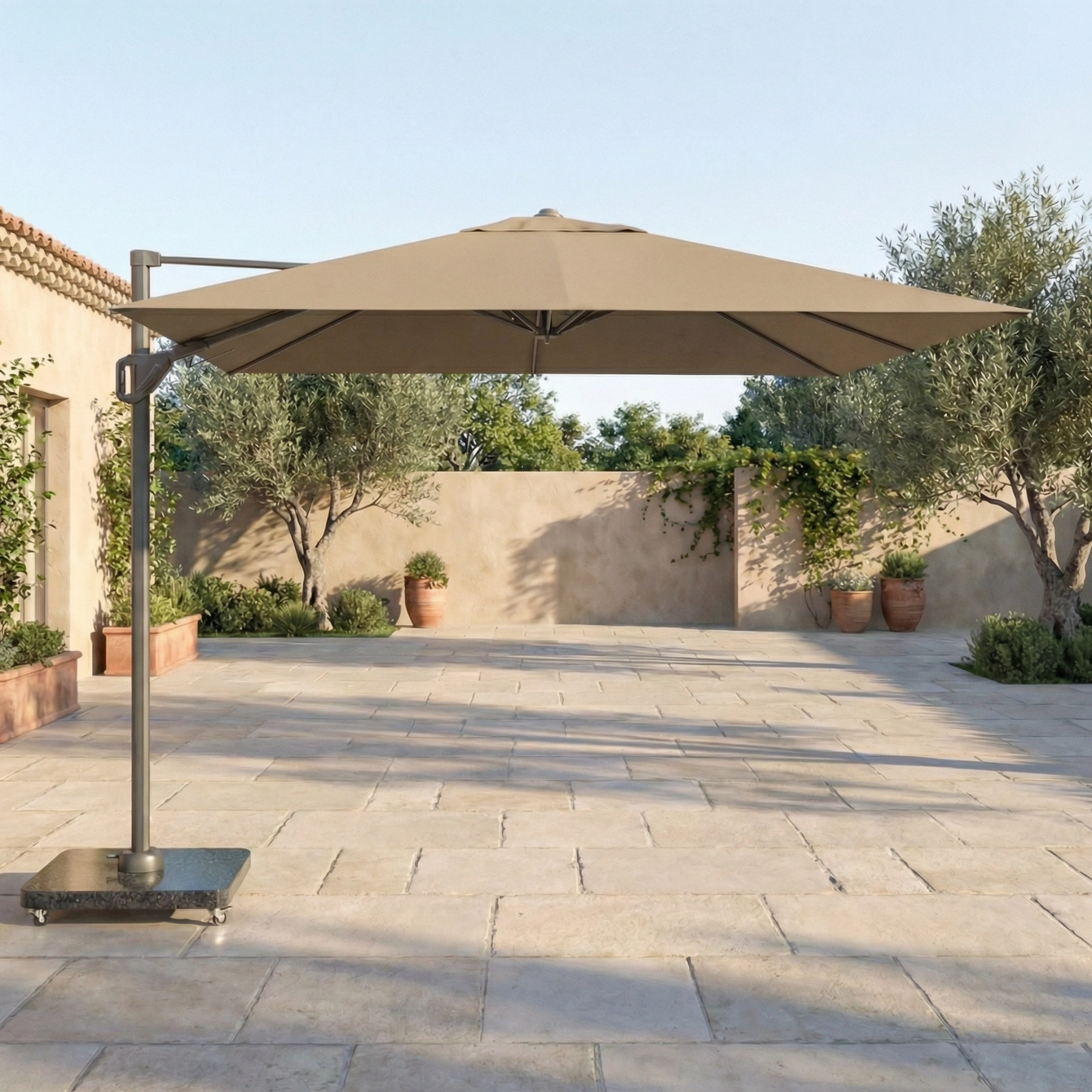Voyager T1 3m x 2m Rectangular Cantilever Parasol in Taupe with 90kg Granite Base