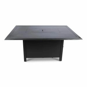 Woodard 42" x 60" Solid Cast with Beaded Edge Rectangular Chat Fire Table in Pewter and Black