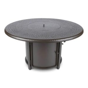 Woodard 48" Round Hammered Chat Fire Table in Aztec Bronze