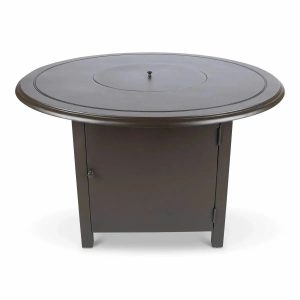 Woodard 48" Round Solid Cast with Beaded Edge Dining Fire Table in Aztec Bronze