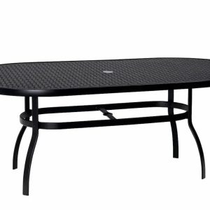 Woodard Deluxe Complete 42x72 Oval Dining Table with Lattice Top in Twilight Finish