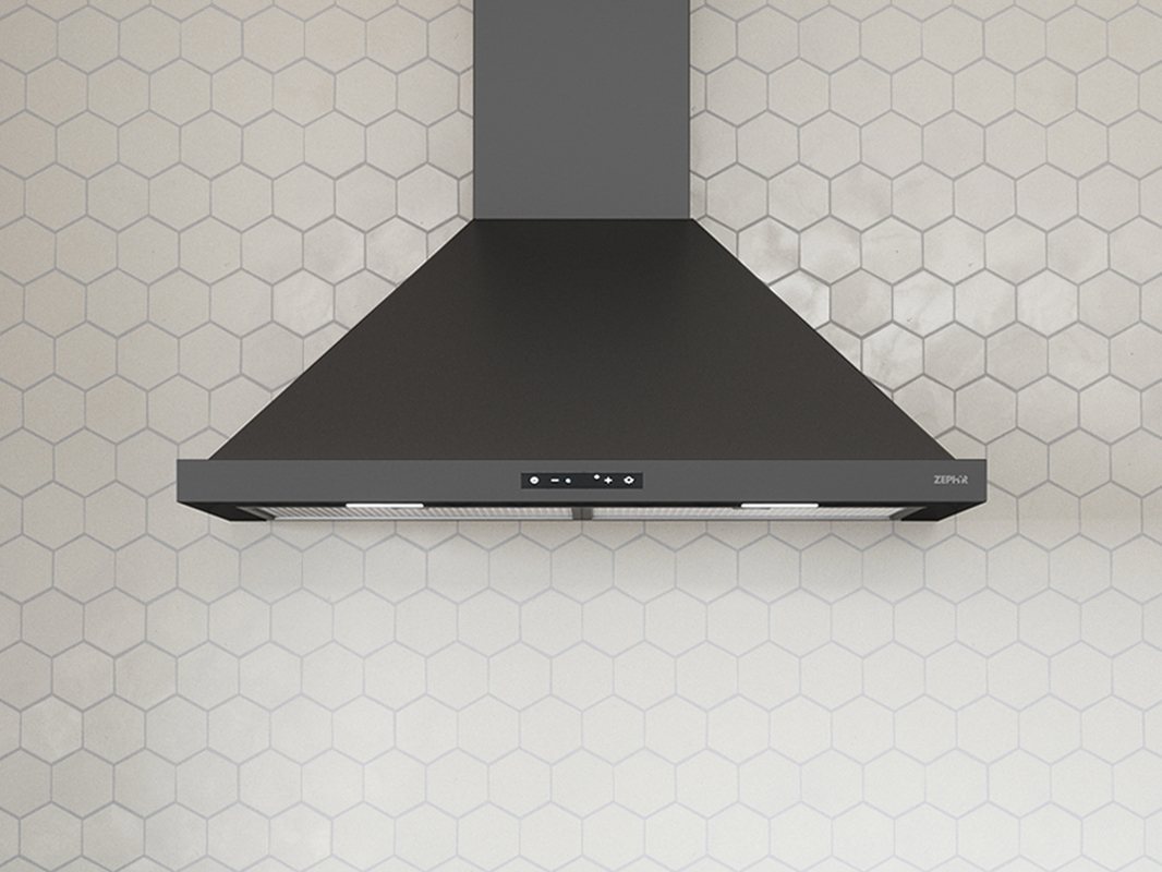 Zephyr Ombra Chimney Hood 30" LED ACT - Black Stainless